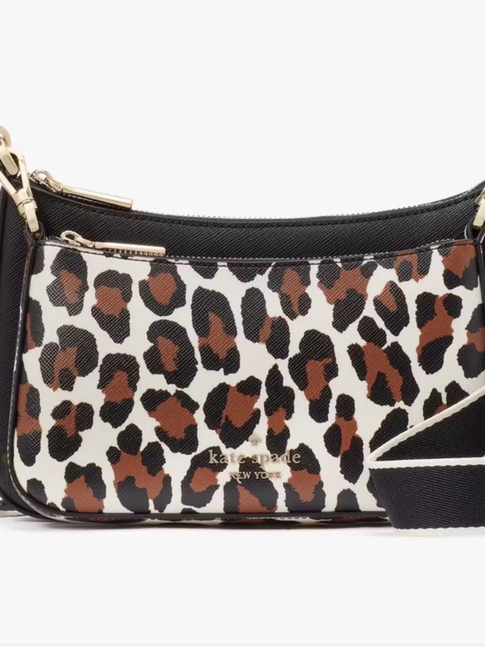 kate spade Leopard-Print Crossbody Bag in Black/Cream/Brown